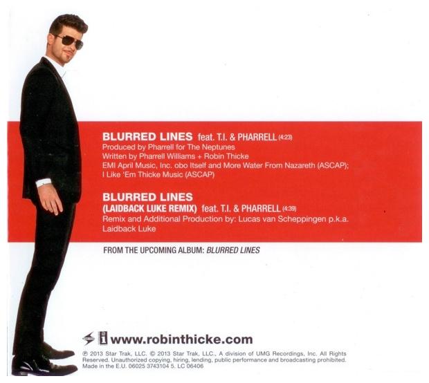 ROBIN THICKE feat. T.I. + PHARRELL - BLURRED LINES | CD SINGLE USADO