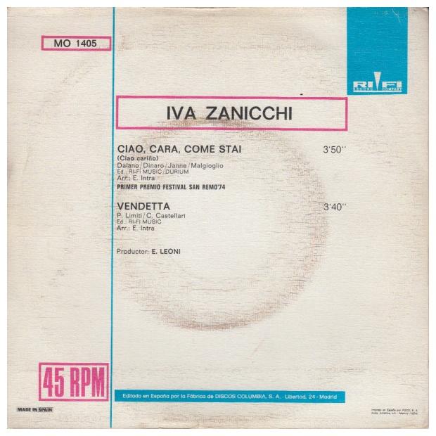 IVA ZANICCHI - CIAO, CARA, COME STAI ? | 7" SINGLE VINILO USADO
