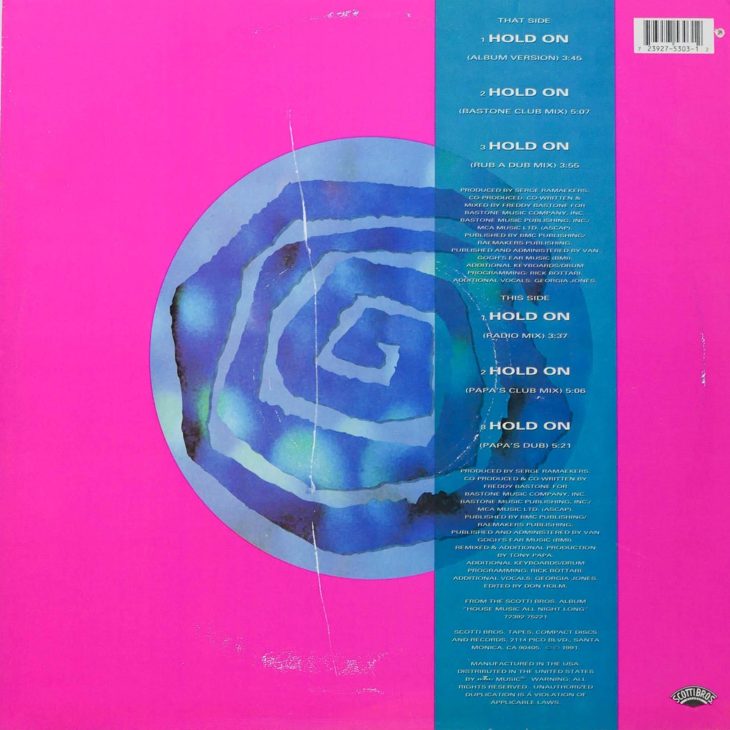 CARTOUCHE - HOLD ON | 12 MAXI SINGLE USADO