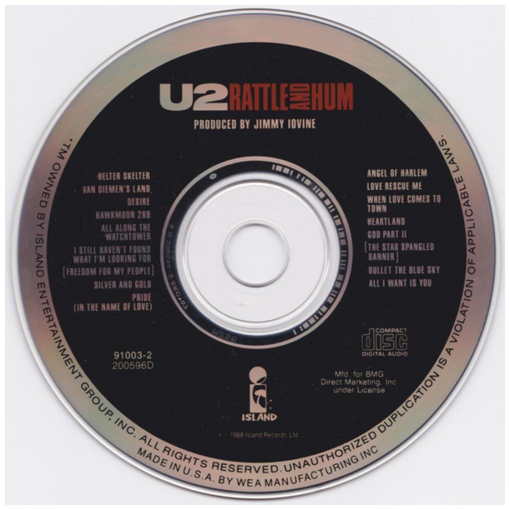 U2 - RATTLE AND HUM | CD USADO