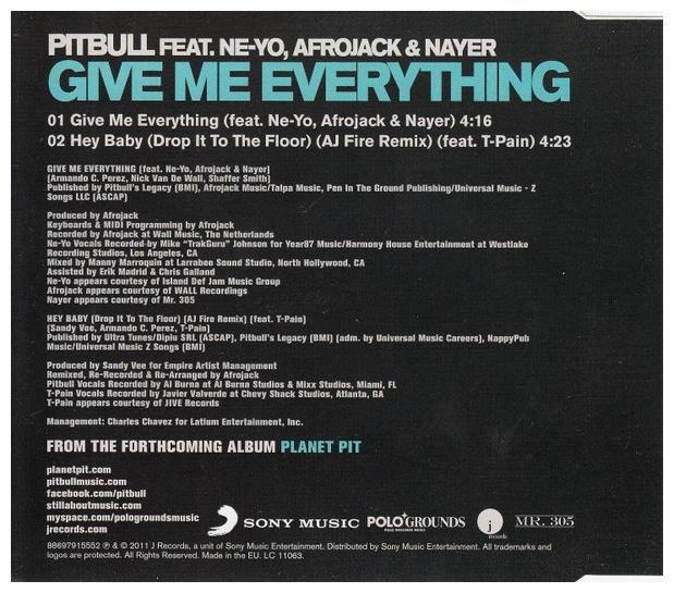 PITBULL Feat. NE-YO, AFROJACK & NAYER - GIME ME EVERYTHING | CD SINGLE USADO