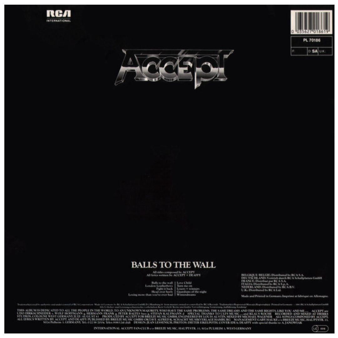 ACCEPT - BALLS TO THE WALL | VINILO