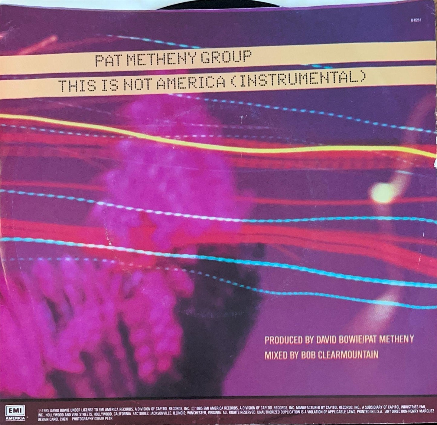 DAVID BOWIE/PAT METHENY GROUP - THIS IS NOT AMERICA | 7" SINGLE USADO