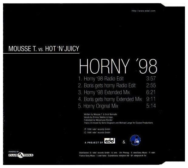 MOUSSE T V/S HOT N JUICY - HORNY 98 | CD SINGLE USADO