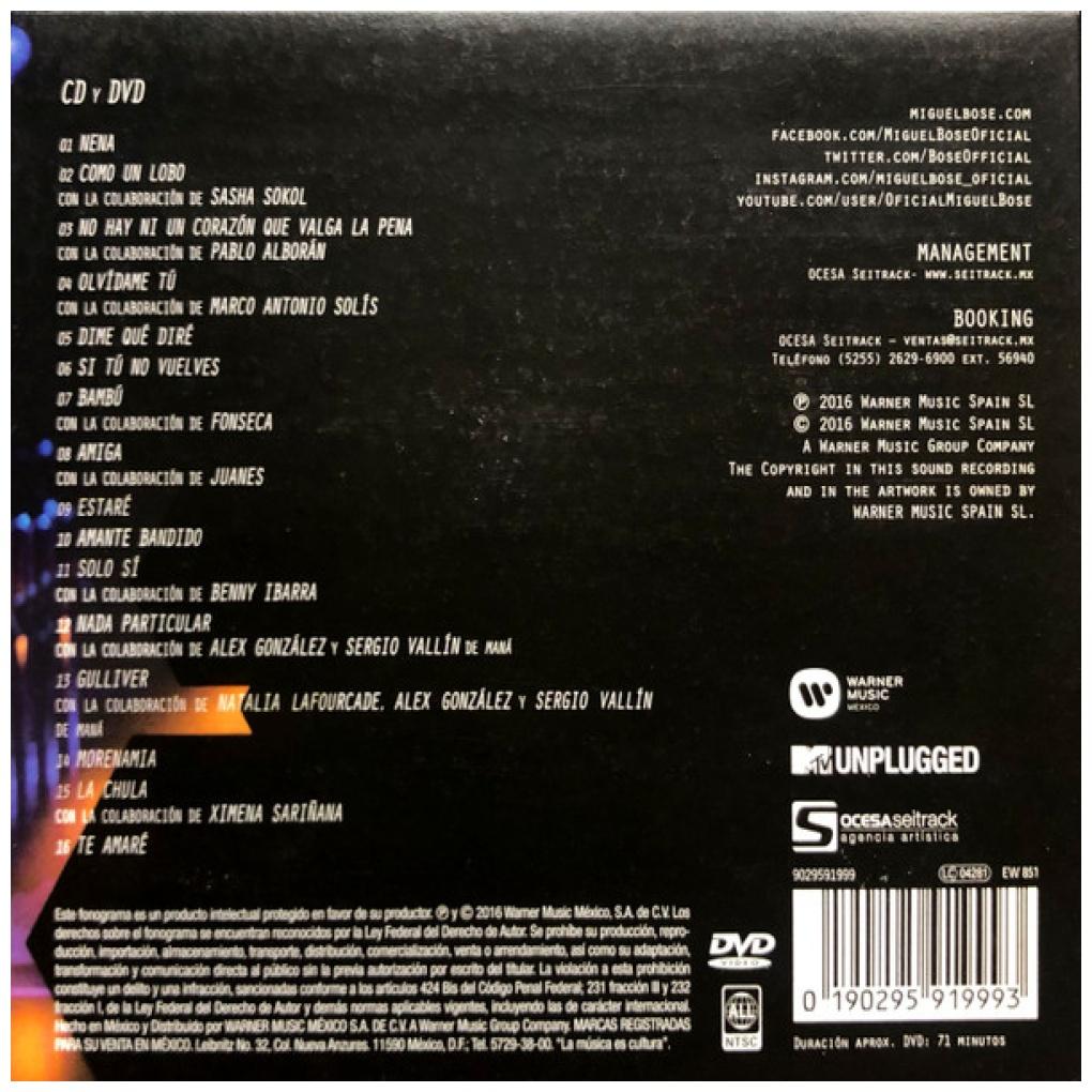 MIGUEL BOSE - MTV UNPLUGGED (CD+DVD) | CD