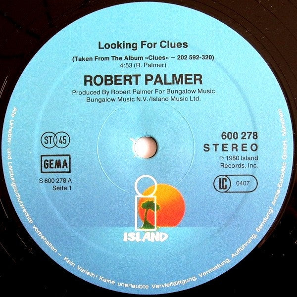 ROBERT PALMER - LOOKING FOR CLUES/JOHNNY AND MARY | 12" MAXI SINGLE VINILO USADO