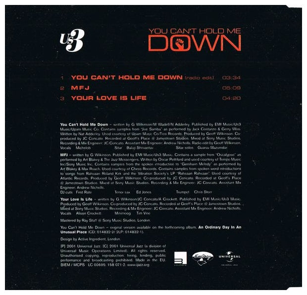 US3 - YOU CAN T HOLD ME DOWN | CD SINGLE USADO