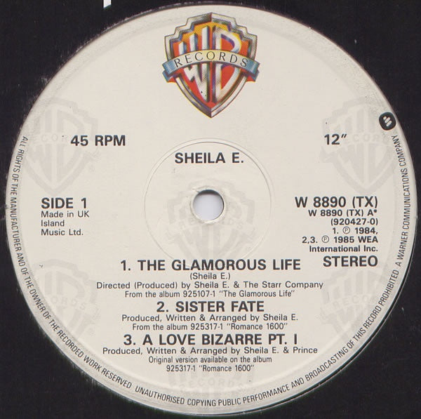 SHEILA E - THE GLAMOROUS LIFE/A LOVE BIZARRE | 12" MAXI SINGLE VINILO USADO