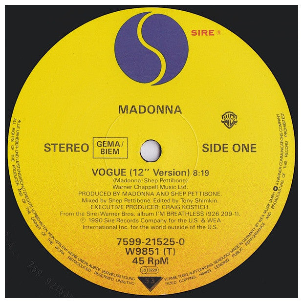 MADONNA - VOGUE | 12" MAXI SINGLE VINILO USADO
