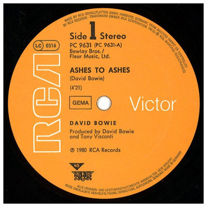 DAVID BOWIE - ASHES TO ASHES | 12" MAXI SINGLE VINILO USADO