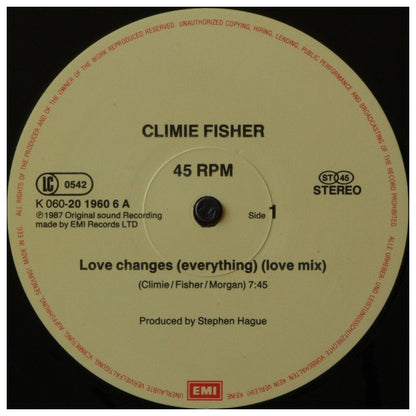 CLIMIE  FISHER - LOVE CHANGES (EVERYTHING) | 12" MAXI SINGLE VINILO USADO