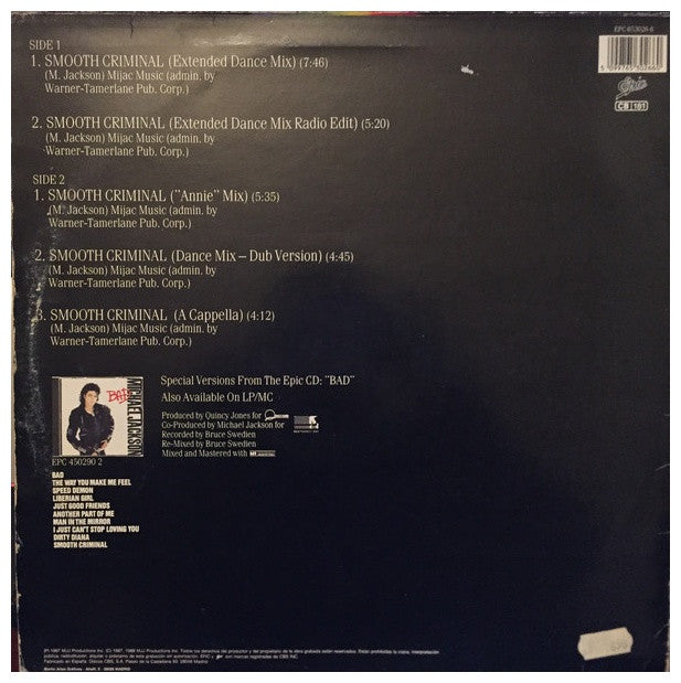 MICHAEL JACKSON - SMOOTH CRIMINAL | 12" MAXI SINGLE VINILO USADO