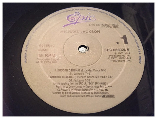 MICHAEL JACKSON - SMOOTH CRIMINAL | 12" MAXI SINGLE VINILO USADO