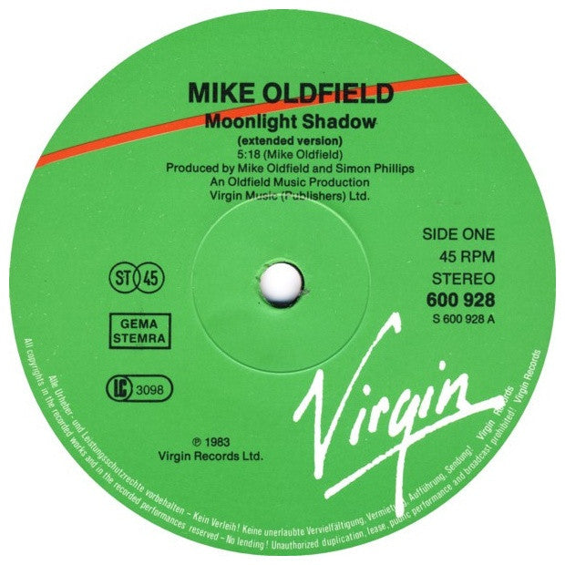 MIKE OLDFIELD - MOONLIGHT SHADOW | 12" MAXI SINGLE VINILO USADO