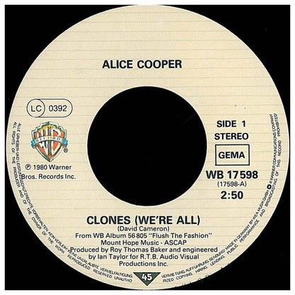 ALICE COOPER - CLONES (WE RE ALL) | 7" SINGLE USADO