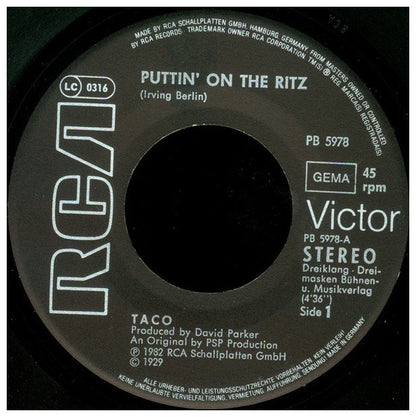 TACO - PUTTIN  ON THE RITZ | 7" SINGLE USADO