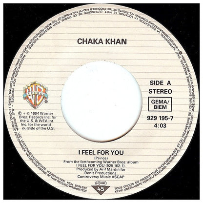 CHAKA KHAN - I FEEL FOR YOU | 7" SINGLE USADO