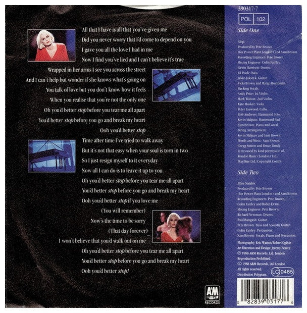 SAM BROWN - STOP | 7" SINGLE USADO