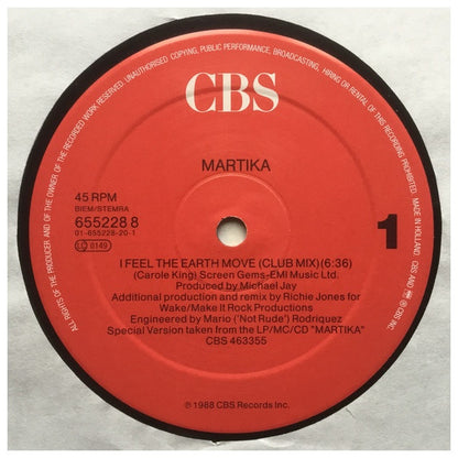 MARTIKA - I FEEL THE EARTH MOVE | 12" MAXI SINGLE VINILO USADO