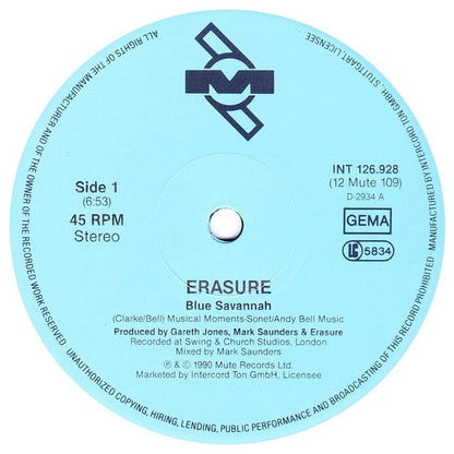 ERASURE - BLUE SAVANNAH | 12" MAXI SINGLE VINILO USADO