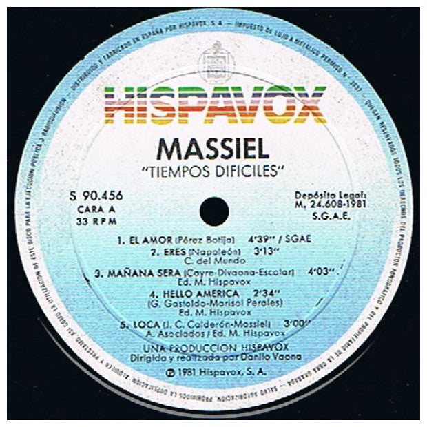MASSIEL - TIEMPOS DIFICILES | VINILO USADO