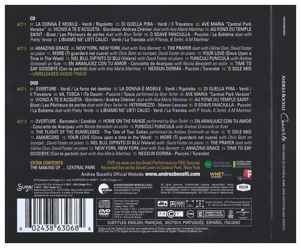 ANDREA BOCELLI - CONCERTO ONE NIGHT IN CENTRAL PARK (10TH ANNIVERSARY EDITION (CD+DVD) | CD