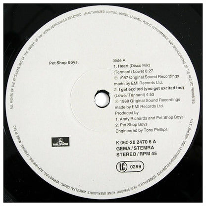 PET SHOP BOYS - HEART | 12" MAXI SINGLE VINILO USADO