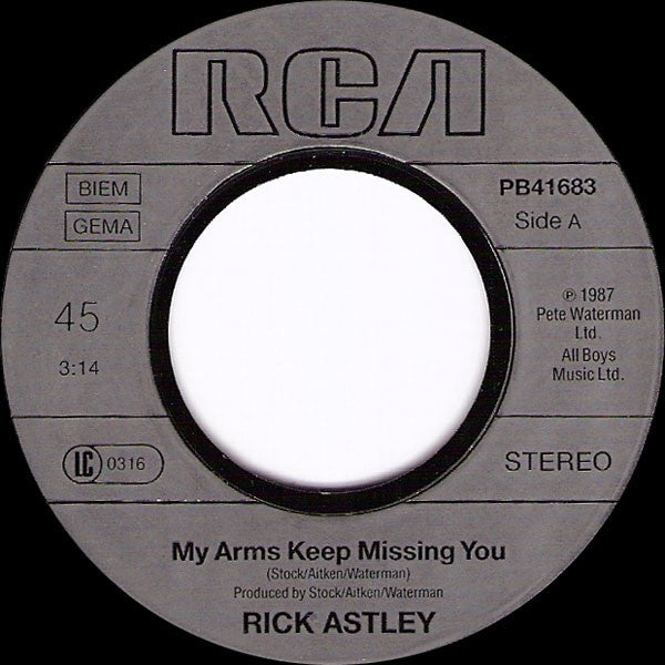 RICK ASTLEY - MY ARMS KEEP MISSING YOU/WHEN I FALL IN LOVE | 7" SINGLE USADO