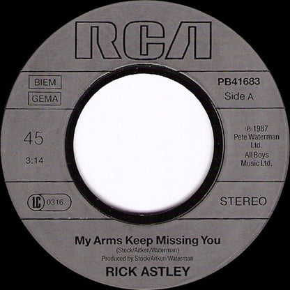 RICK ASTLEY - MY ARMS KEEP MISSING YOU/WHEN I FALL IN LOVE | 7" SINGLE USADO