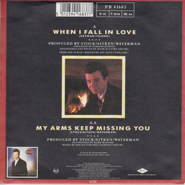 RICK ASTLEY - MY ARMS KEEP MISSING YOU/WHEN I FALL IN LOVE | 7" SINGLE USADO