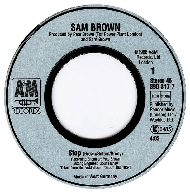 SAM BROWN - STOP | 7" SINGLE USADO