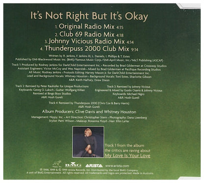 WHITNEY HOUSTON - IT"S NOT RIGHT BUT IT"S OKAY | CD SINGLE USADO