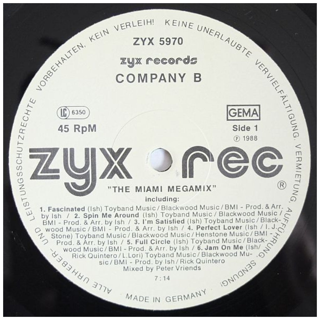 COMPANY B - THE MIAMI MEGAMIX | 12" MAXI SINGLE VINILO USADO
