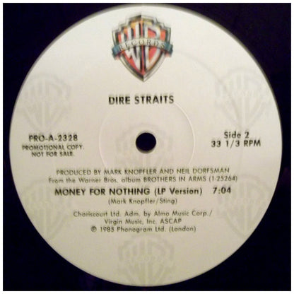 DIRE STRAITS - MONEY FOR NOTHING (PROMO COPY) | 12" MAXI SINGLE VINILO USADO
