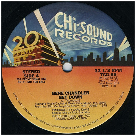 GENE CHANDLER - GET DOWN (PROMO COPY) | 12" MAXI SINGLE VINILO USADO