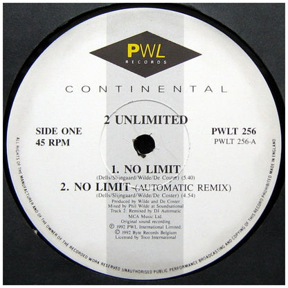 2 UNLIMITED - NO LIMIT | 12" MAXI SINGLE VINILO USADO