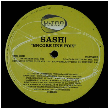 SASH - ENCORE UNE FOIS | 12" MAXI SINGLE VINILO USADO