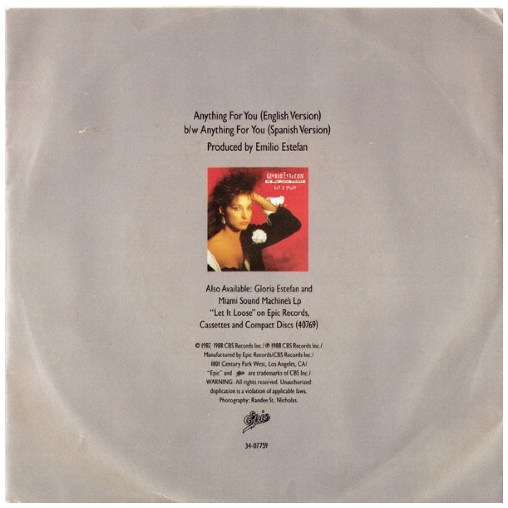 GLORIA ESTEFAN AND MIAMI SOUND MACHINE - ANYTHING FOR YOU | 7" SINGLE USADO