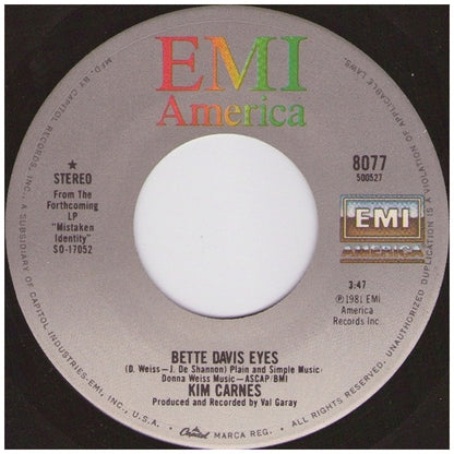 KIM CARNES - BETTE DAVIS EYES | 7" SINGLE USADO
