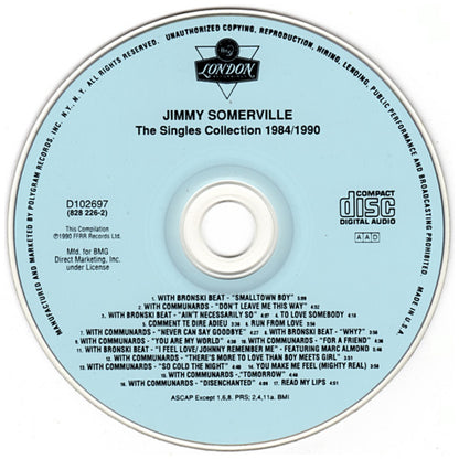 JIMMY SOMERVILLE feat. BRONSKI BEAT AND THE COMMUNARDS - THE SINGLES COLLECTION 1984-1990 | CD USADO