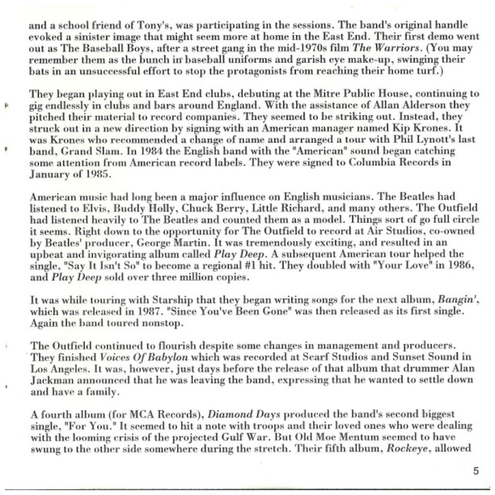 OUTFIELD - BIG INNINGS: THE BEST | CD USADO