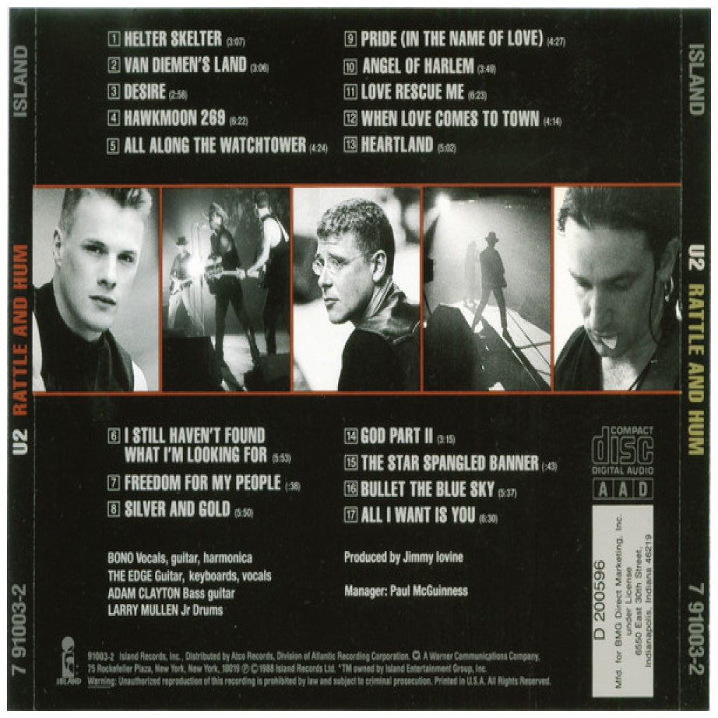 U2  - RATTLE AND HUM | CD USADO
