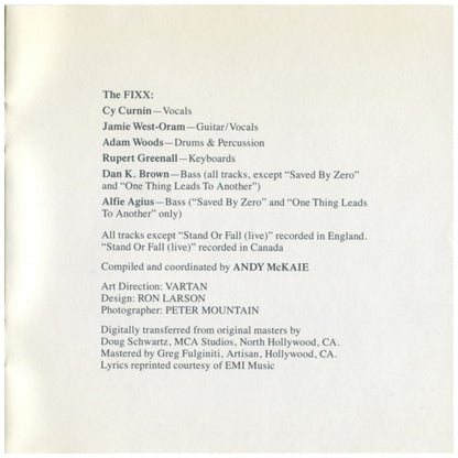 FIXX - ONE THING LEADS TO ANOTHER: GREATEST HITS | CD USADO