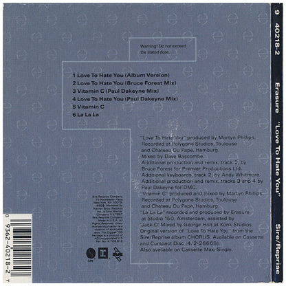 ERASURE - LOVE TO HATE YOU | CD SINGLE USADO
