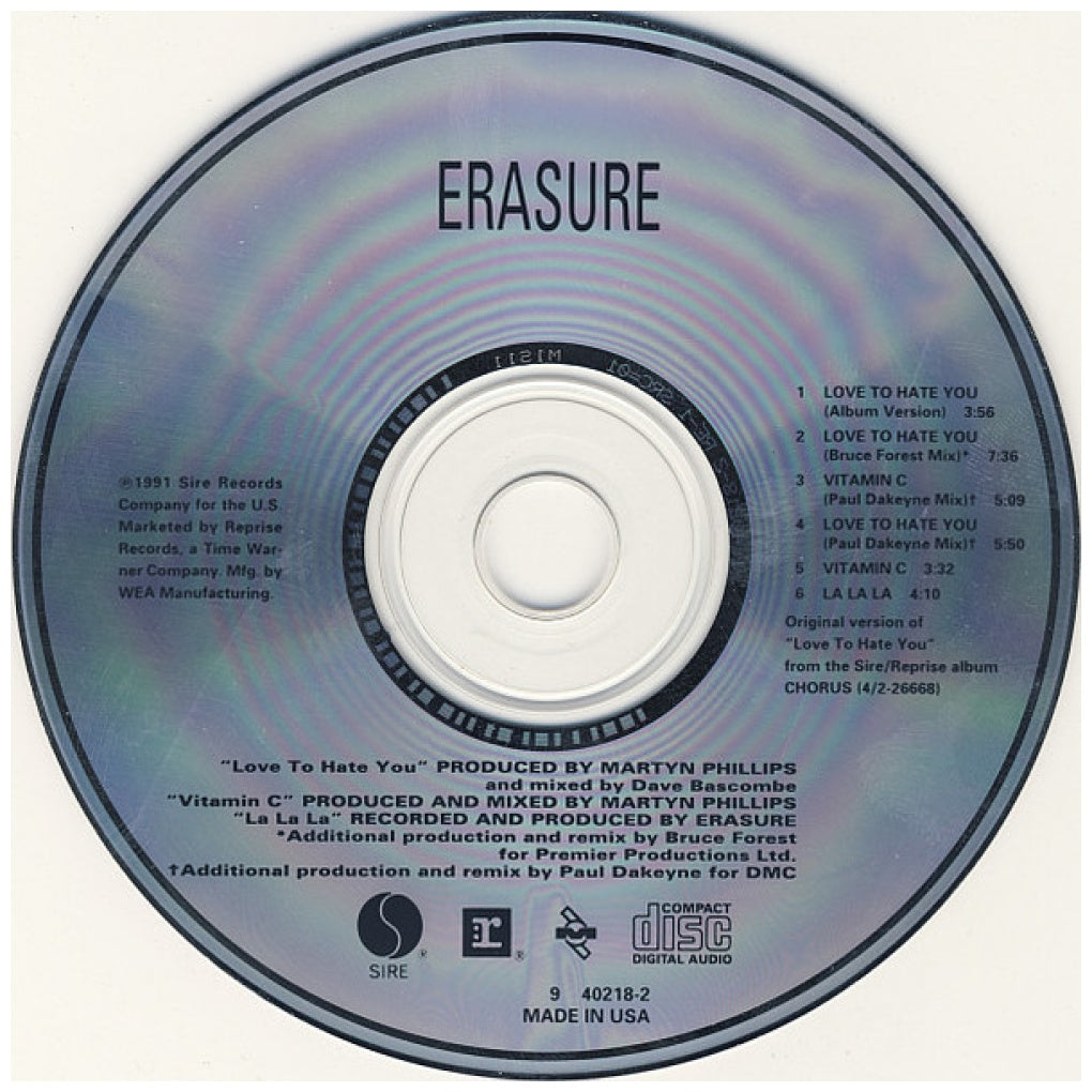 ERASURE - LOVE TO HATE YOU | CD SINGLE USADO