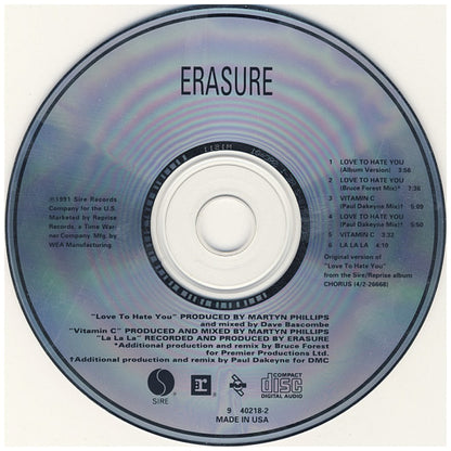 ERASURE - LOVE TO HATE YOU | CD SINGLE USADO