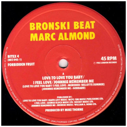 BRONSKI BEAT & MARC ALMOND - I FEEL LOVE | 12" MAXI SINGLE VINILO USADO
