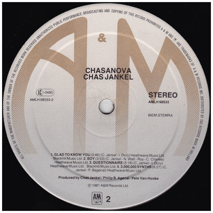 CHAS JANKEL - CHASANOVA | VINILO USADO
