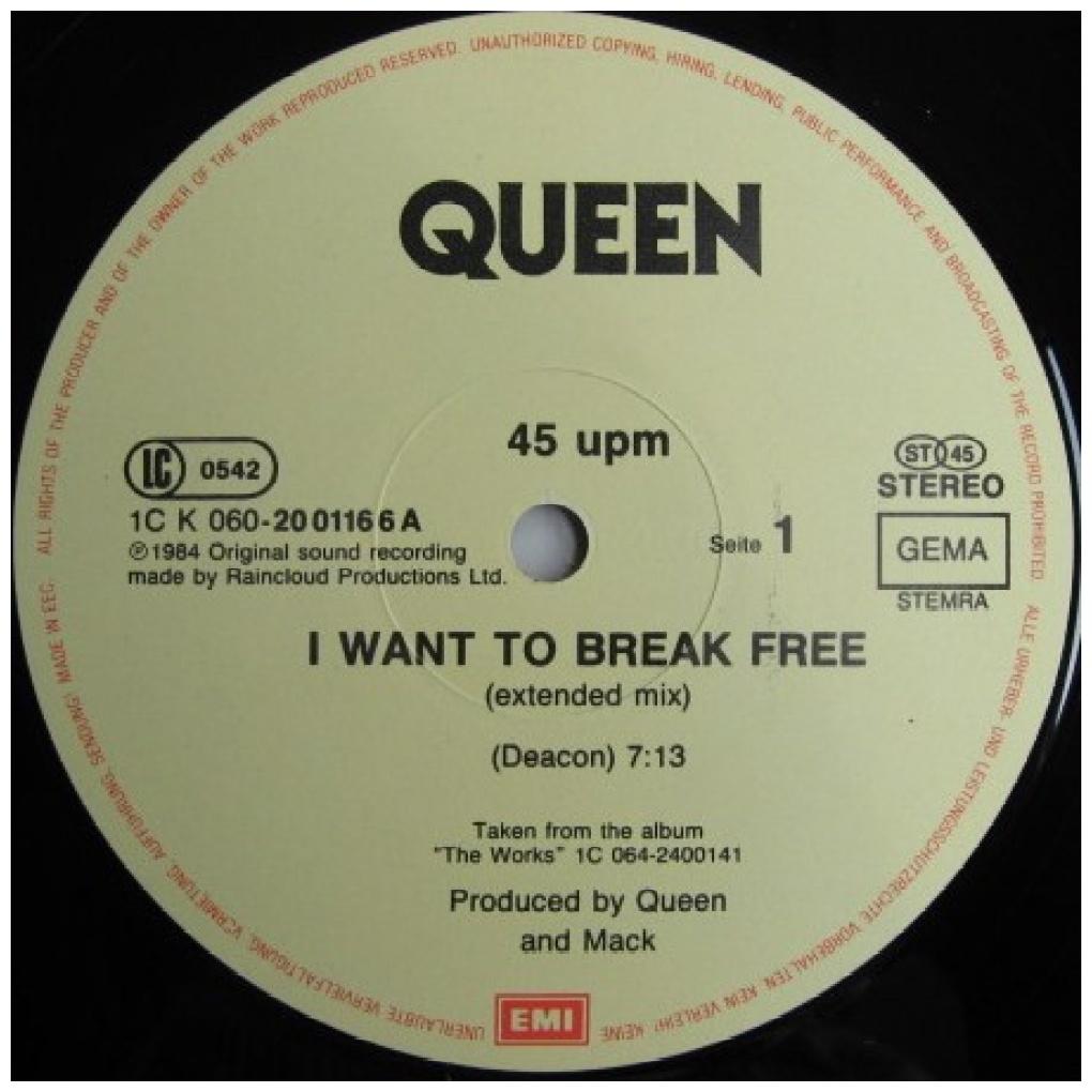 QUEEN - I WANT TO BREAK FREE (EXTENDED MIX) | 12" MAXI SINGLE VINILO USADO