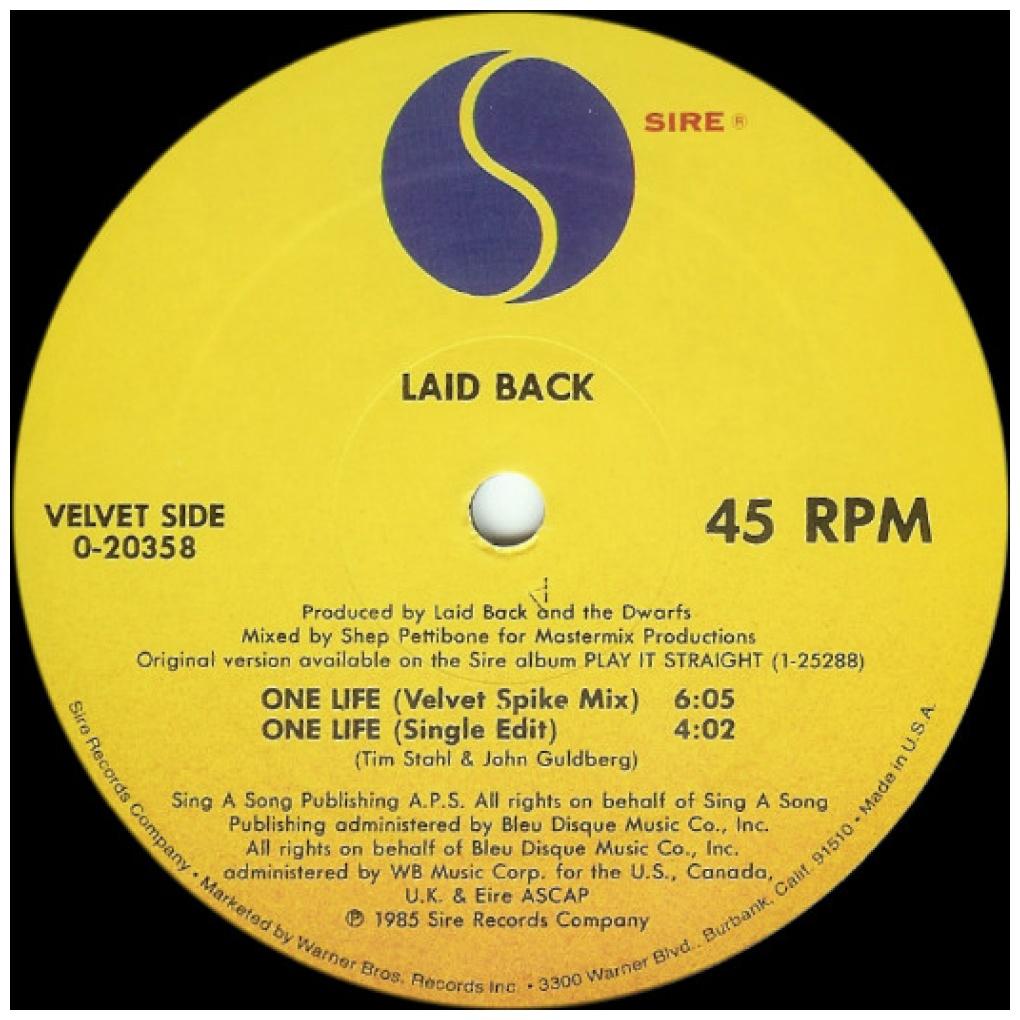 LAID BACK - ONE LIFE (PROMO COPY) (USA VERSION) | 12'' MAXI SINGLE USADO
